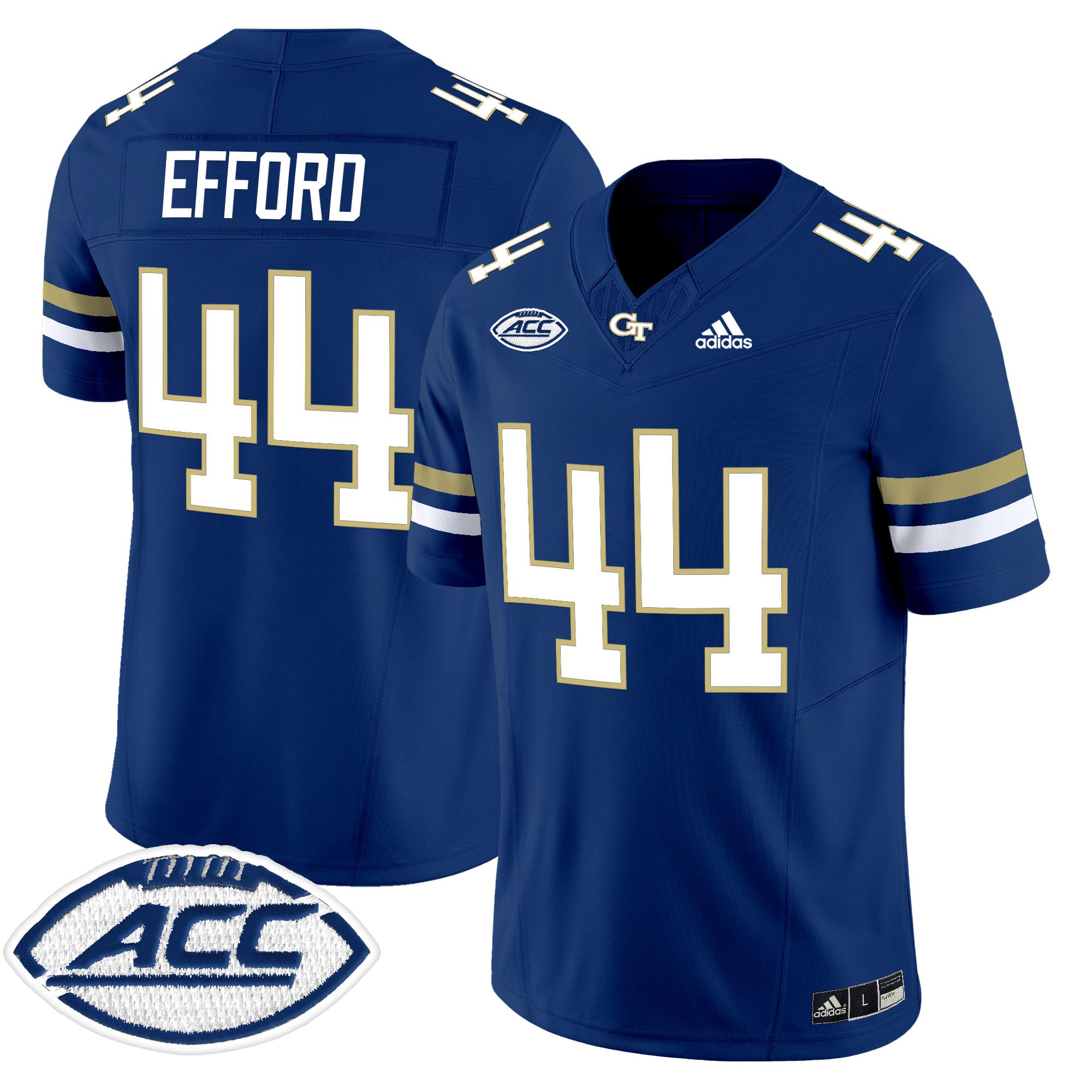 Men Georgia Tech #44 Efford Blue Asidas 2024 Vapor Limited NCAA Jersey style 1